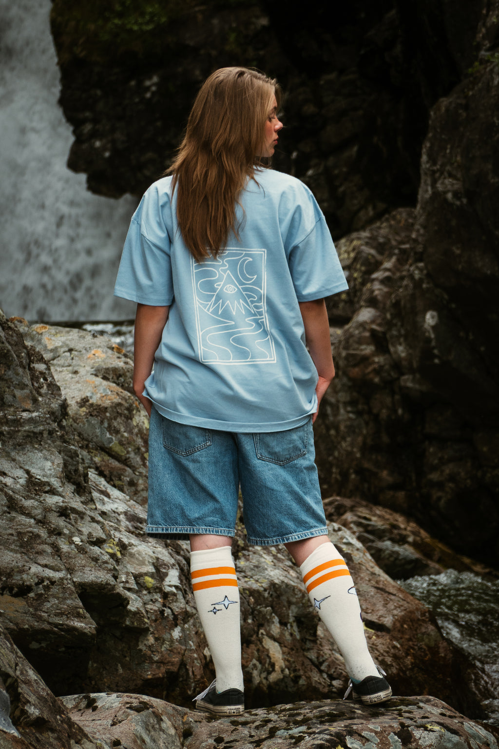 The Shallow Tree Sky Blue Outline Print